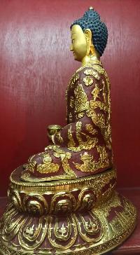 Buddhist Statue Of Amitabha Buddha, [partly Gold Plated, Face Painted]