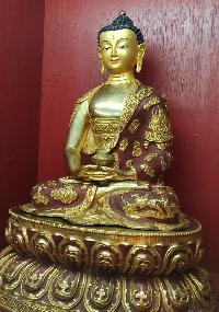 Buddhist Statue Of Amitabha Buddha, [partly Gold Plated, Face Painted]