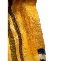 Ring Shawl,a Thin, Soft, And Light Shawl For All-weather Use, Two-ply Wool, Real Pashmina Wool, Yellow With Stripes