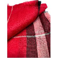 Ring Shawl,a Thin, Soft, And Light Shawl For All-weather Use, Two-ply Wool, Real Pashmina Wool, Red With Stripes