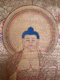 Tibetan Buddhist Thangka Of [shakyamuni Buddha], Real 24k Gold, [hand Painted]