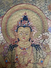 Tibetan Buddhist Thangka Of [chenrezig], Real 24k Gold, [hand Painted]
