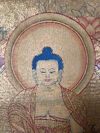 Tibetan Buddhist Thangka Of [medicine Buddha], Real 24k Gold, [hand Painted]