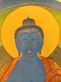 Tibetan Buddhist Thangka Of [medicine Buddha], Real 24k Gold, [hand Painted]