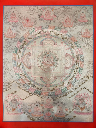 Tibetan Buddhist Thangka Of [shakyamuni Buddha Mandala], Real 24k Gold, [hand Painted]