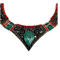 Handmade Nepali [tribal] Necklace, With [stone Setting]