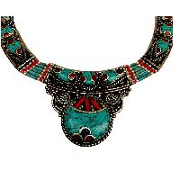 Handmade Nepali [tribal] Necklace, With [stone Setting]