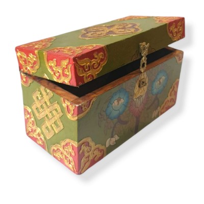 Handmade Tibetan Box With Lotus Design [traditional Color]