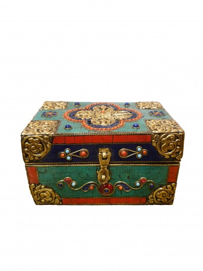 Handmade Tibetan Box [traditional Color, Stone Setting]