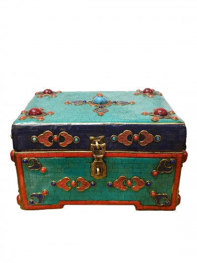 Handmade Tibetan Box [traditional Color, Stone Setting]