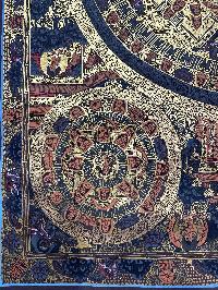 Tibetan Buddhist Thangka Painting Of Pancha Buddha Mandala, [hand Painted]