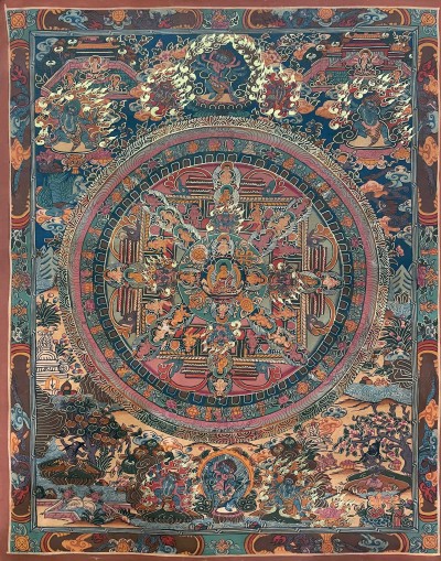 Tibetan Buddhist Thangka Painting Of Buddha Mandala, [hand Painted]