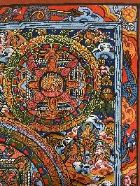 Tibetan Buddhist Thangka Painting Of Pancha Buddha Mandala, [hand Painted]