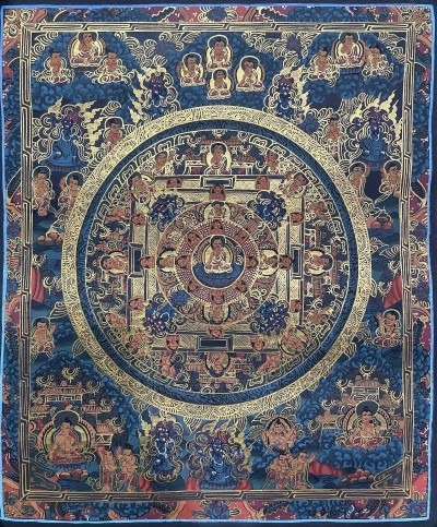 Tibetan Buddhist Thangka Painting Of Buddha Mandala, [hand Painted]