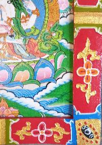 Tibetan Buddhist Thangka Painting Of Chenrezig, [wooden Frame]