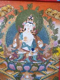 Tibetan Buddhist Thangka Painting Of Vajrasattva, [wooden Frame]