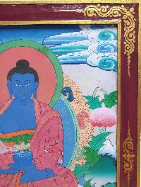 Tibetan Buddhist Thangka Painting Of Vairochana Buddha, [wooden Frame]