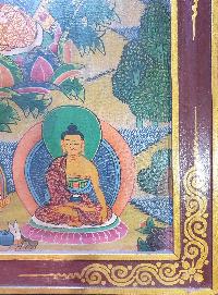 Tibetan Buddhist Thangka Painting Of Vairochana Buddha, [wooden Frame]