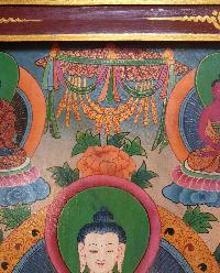 Tibetan Buddhist Thangka Painting Of Vairochana Buddha, [wooden Frame]