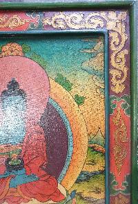 Tibetan Buddhist Thangka Painting Of Medicine Buddha, [wooden Frame]