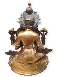 [original] Buddhist Statue Of Green Tara, [full Gold Plated, Stone Setting]