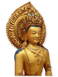 [master Quality], Buddhist Statue Of Medicine Buddha, [full Gold Plated, Stone Setting, Face Painted]