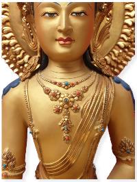 [master Quality], Buddhist Statue Of Medicine Buddha, [full Gold Plated, Stone Setting, Face Painted]