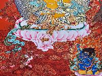 Tibetan Buddhist Thangka Of Manjushree, Real 24k Gold, [hand Painted]