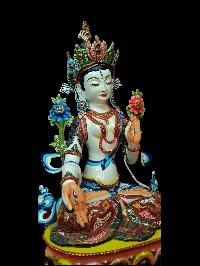 Buddhist Statue Of White Tara, [traditional Color Finishing]