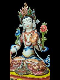 Buddhist Statue Of White Tara, [traditional Color Finishing]