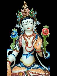 Buddhist Statue Of White Tara, [traditional Color Finishing]