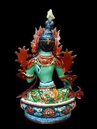 Buddhist Statue Of Green Tara, [traditional Color Finishing]