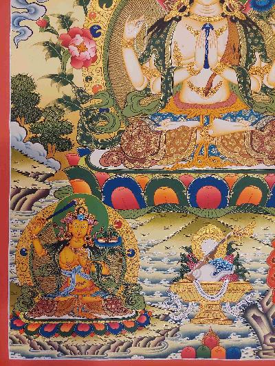 Buddhist Handmade Thangka Of Sahasrabhuja Avalokitesvara, [hand Painted]