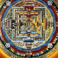 Buddhist Handmade Thangka Of Kalachakra Mandala, Sand Mandala, Wheel Of Time, Dalai Lama Thangka, [hand Painted]