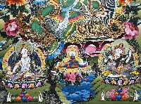 Buddhist Handmade Thangka Of Green Tara, [24k Real Gold], [hand Painted]