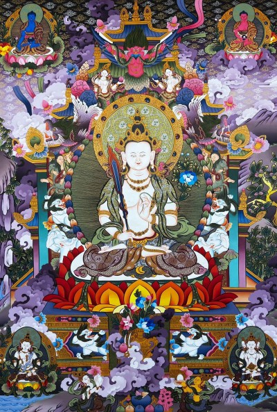 Buddhist Handmade Thangka Of Aparimita, [hand Painted]