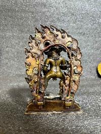 Black Jambhala Statue, Buddhist Miniature Statue, [silver And Chocolate Oxidized]