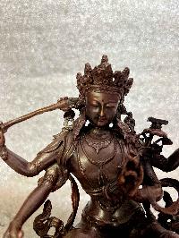 Buddhist Miniature Statue Of Maha Manjushree, [chocolate Oxidized]