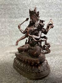 Buddhist Miniature Statue Of Maha Manjushree, [chocolate Oxidized]