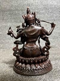 Buddhist Miniature Statue Of Maha Manjushree, [chocolate Oxidized]