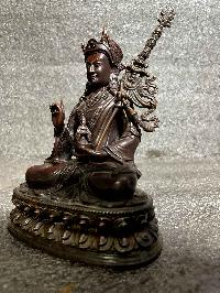 Buddhist Miniature Statue Of Padmasambhava, [chocolate Oxidized]