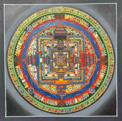 Buddhist Handmade Thangka Painting Of Kalachakra Mandala, [hand Painted]