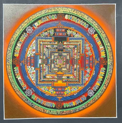 Buddhist Handmade Thangka Painting Of Kalachakra Mandala, [hand Painted]