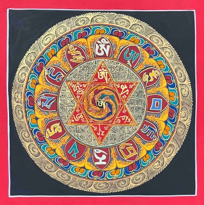 Mandala|mandala, hq, Buddhist Handmade Thangka Painting Of Tibetan Om Mandala, student Mandala
