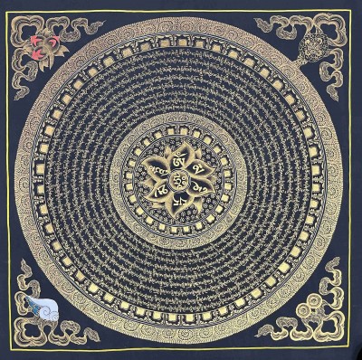 Buddhist Handmade Thangka Painting Of Mantra Mandala, [hand Painted]