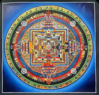 Buddhist Handmade Thangka Painting Of Kalachakra Mandala, Kalachakra Mandala, [hand Painted]