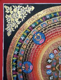 Buddhist Handmade Thangka Painting Of [ashtamangala] Square Mandala, [hand Painted]