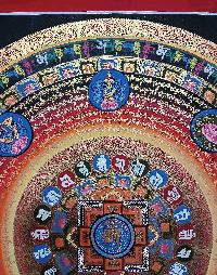 Buddhist Handmade Thangka Painting Of [ashtamangala] Square Mandala, [hand Painted]