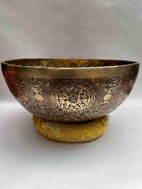 Buddhist Handmade [jambati], [big] Singing Bowl With [yoga] Design, [fine Carving]