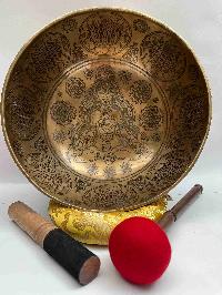 Buddhist Handmade [jambati], [big] Singing Bowl With [yoga] Design, [fine Carving]